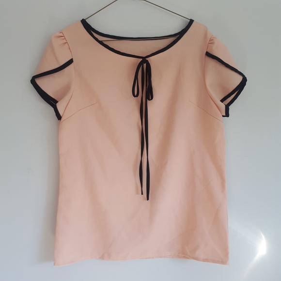 Peachy Pink Short Sleeve Blouse - Picture 1 of 5